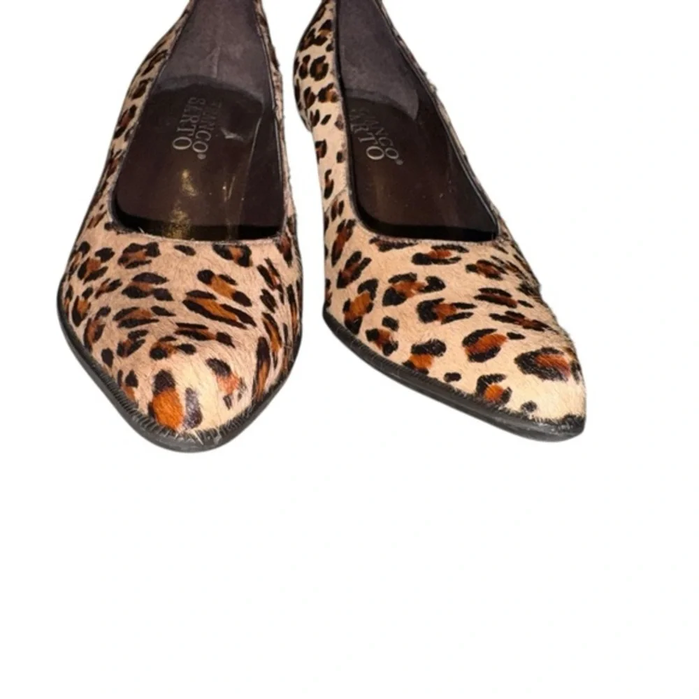 Franco Sarto | Women's Tan Brown Leopard Print Leather Calf Hair Heels Sz 7.5‎ m